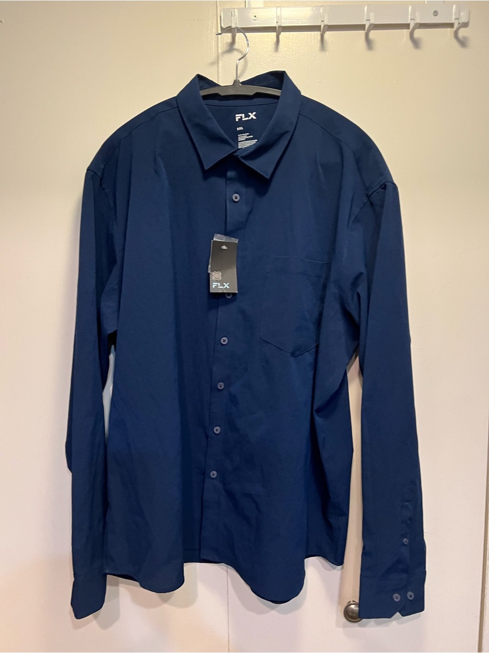 FLX Men’s Navy Button-Down Casual Shirt